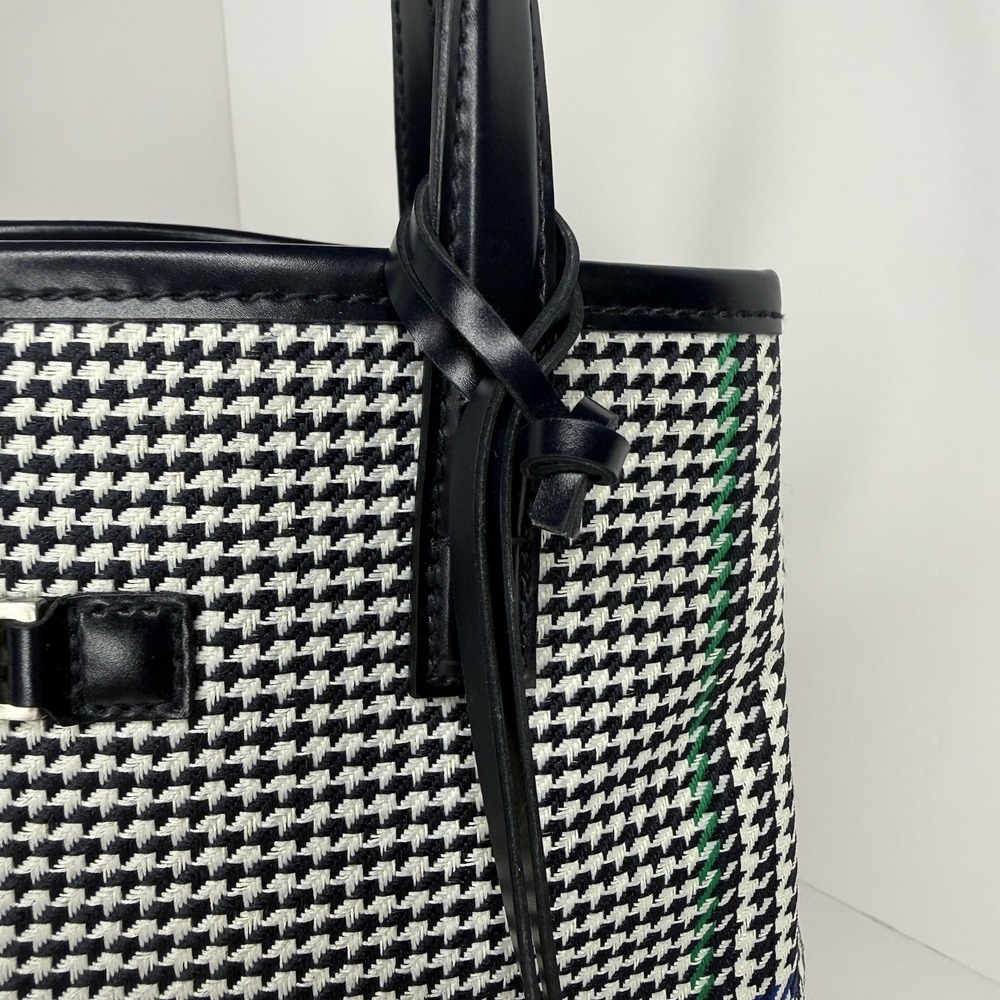 Vintage Lauren Ralph Lauren Houndstooth Mini Tote Bag Black/White Purse Handbag - Picture 5 of 11